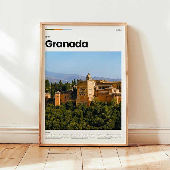 Granada Spain Alhambra Palace Gardens Photo Travel Poster Wall Decor