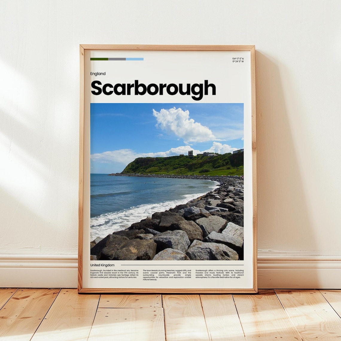 Scarborough England Classic Rocky Coast Shore Photo Travel Poster