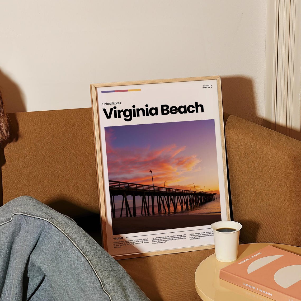 Virginia Beach Ocean Pier Sunset Pink Sky Boardwalk Scenic Poster - Image 4