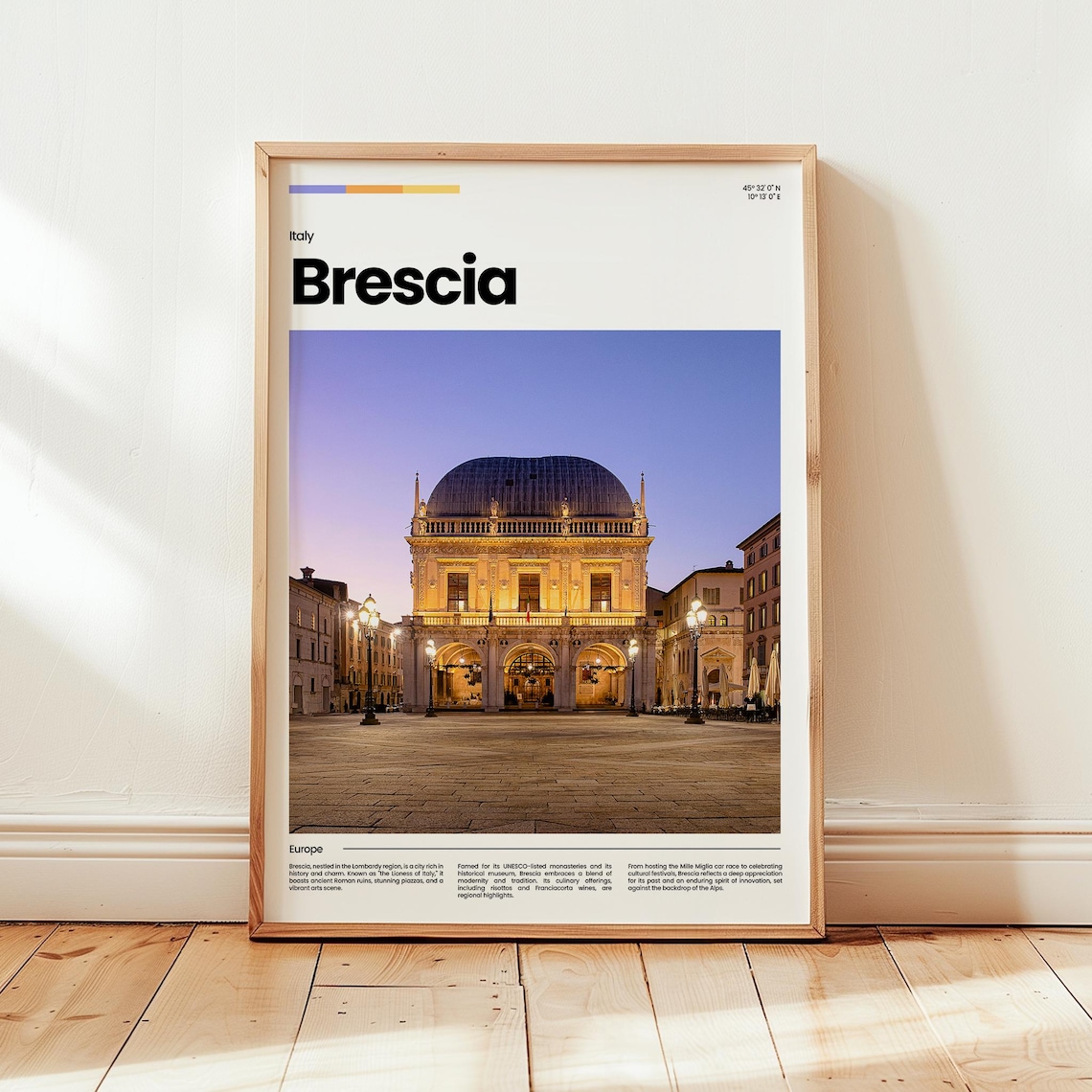 Brescia Italy Loggia Palace Piazza Evening Square Photo Poster