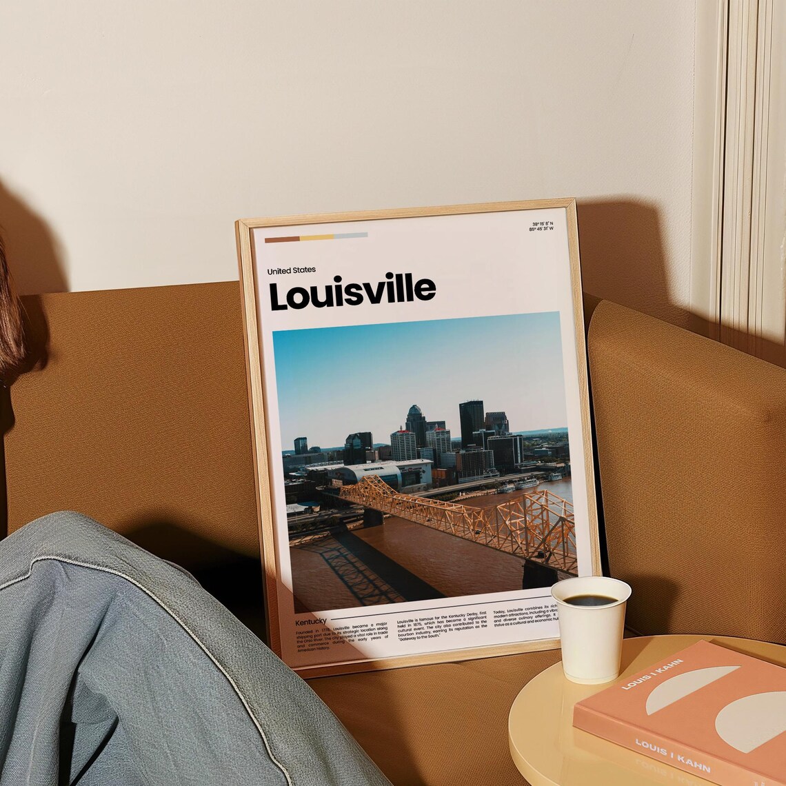 Louisville Ohio River Bridge Kentucky Skyline Warm Travel Poster - Image 4