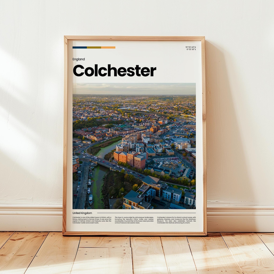 Colchester England City Aerial Photo Historic Town Travel Poster