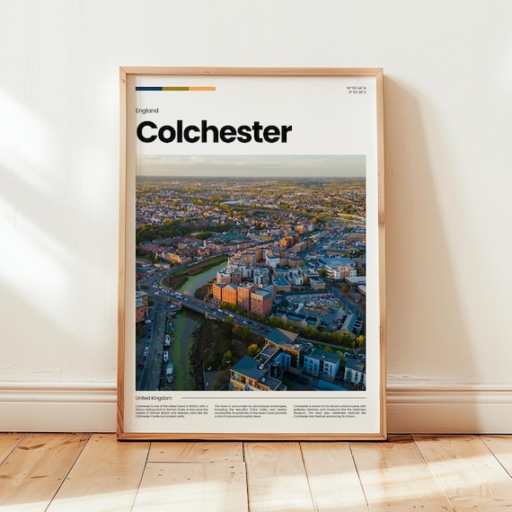 Colchester England City Aerial Photo Historic Town Travel Poster
