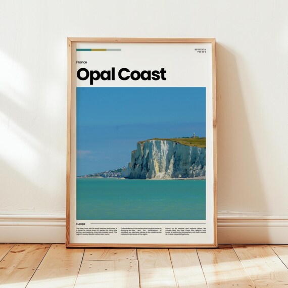 Opal Coast France White Chalk Cliffs Blue Seaside Travel Poster