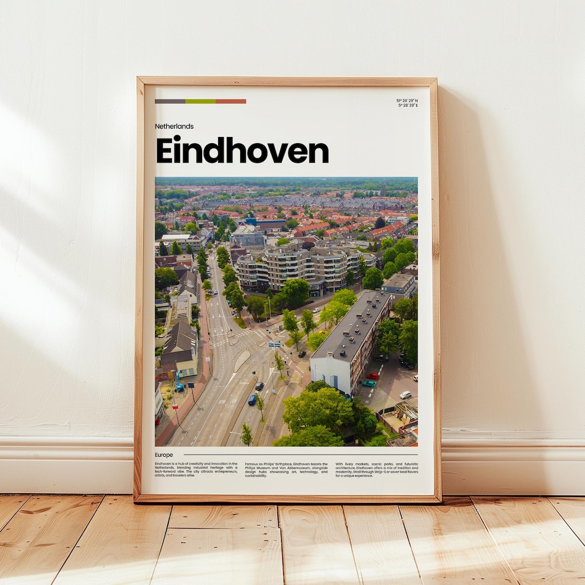 Eindhoven Netherlands City Aerial Street View Europe Travel Poster