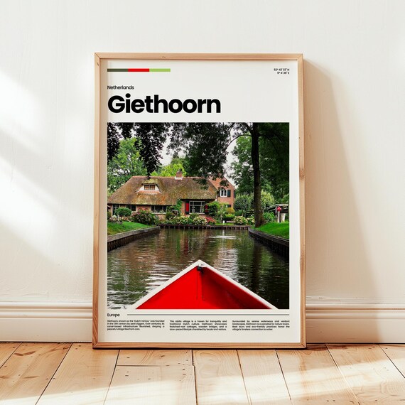 Giethoorn Netherlands Canal Village Dutch Venice Travel Poster