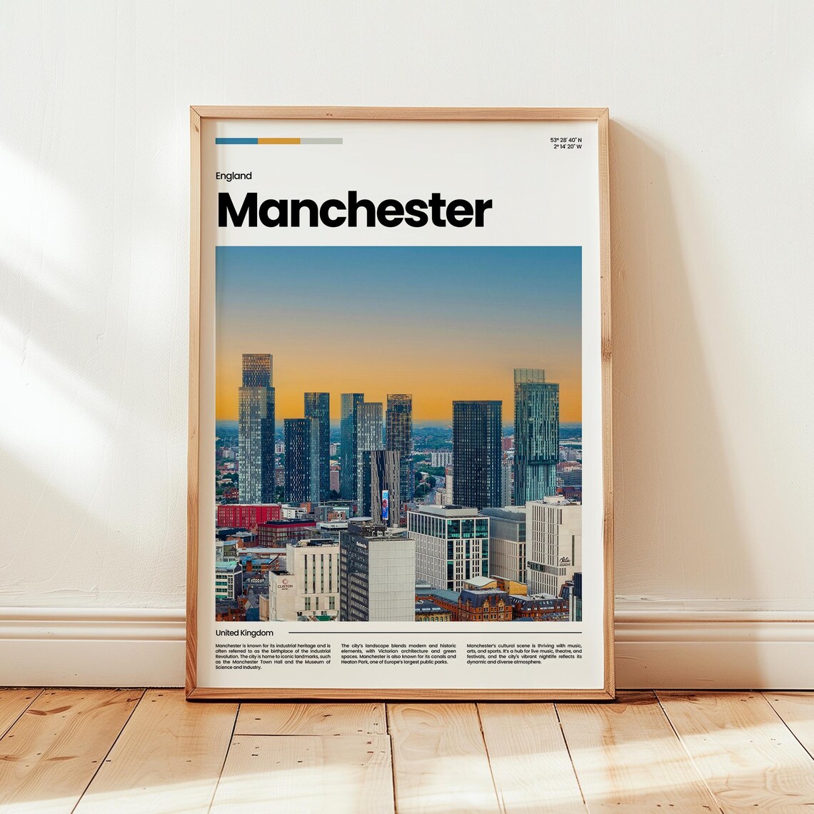 Manchester Poster Print Photo Wall Art England Travel Gift