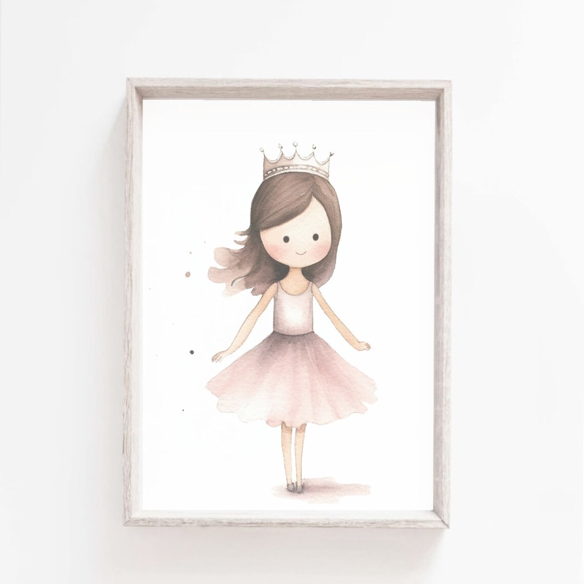Little Princess Ballerina Crown Pink Tutu Watercolor Art Poster