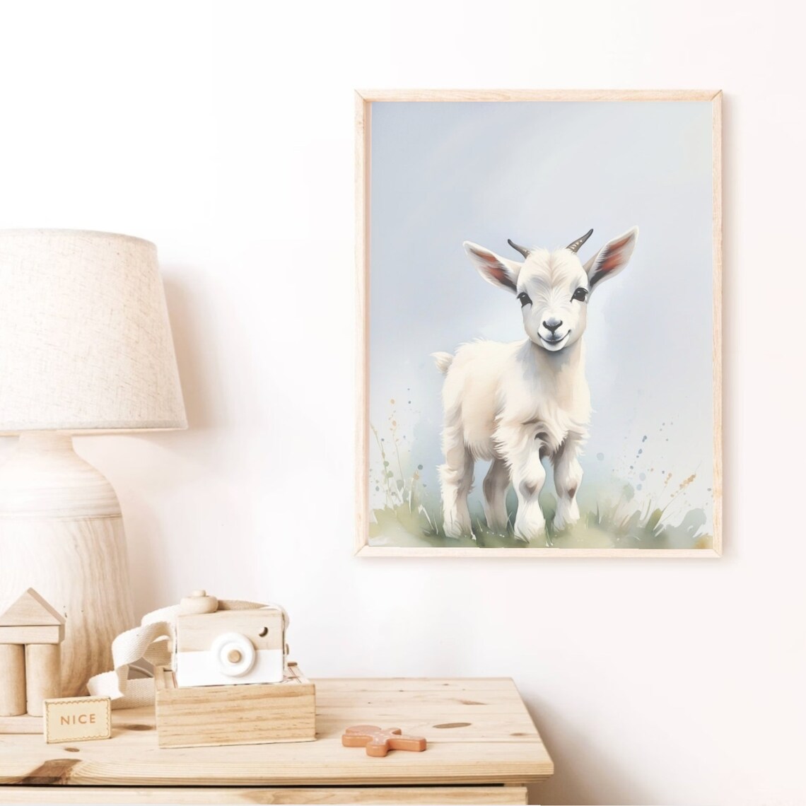 Baby Donkey With Flower Crown Watercolor Nursery Wall Poster