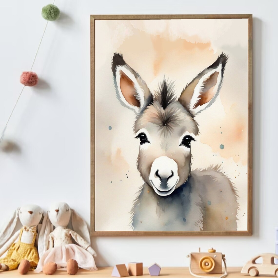 Adorable Baby Llama Watercolor Nursery Animal Kids Room Poster - Image 2