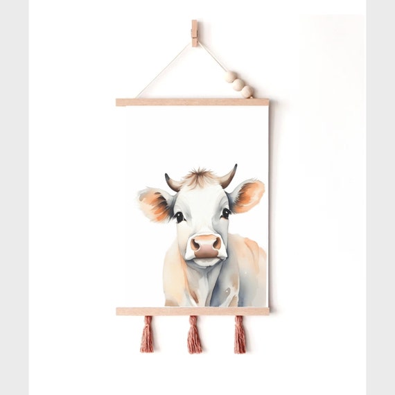 Watercolor Cow Wall Art Nursery Wall Decor Cow Painting Baby Animal Print Farm Animals Nursery Art Farmhouse Decor