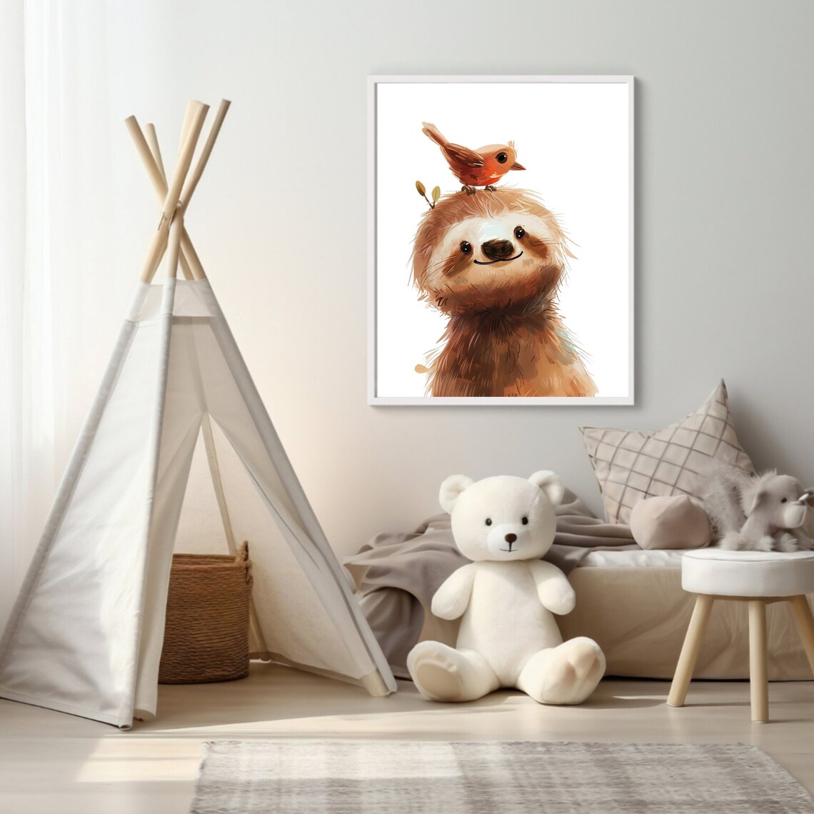 Sloth Watercolor Nursery Art Print, Baby Animal - Image 2