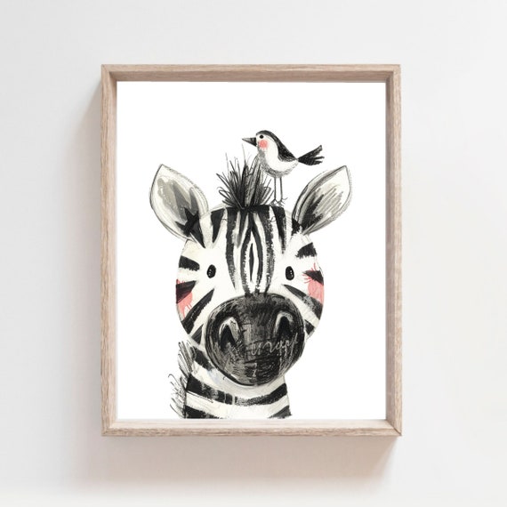Zebra Print Watercolor Painting Safari Theme Baby Animal Print African Animal Zebra Poster Jungle Nurser Nursery Wall Art