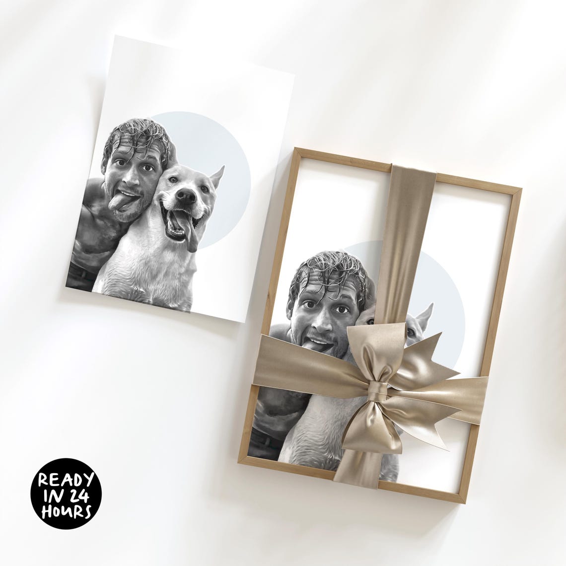 Custom Pet And Owner Portrait From Photo Custom Dog Portrait Memorial Dog Portrait Pet Owner Gift Custom Painting Photo Photo Edit - Image 2