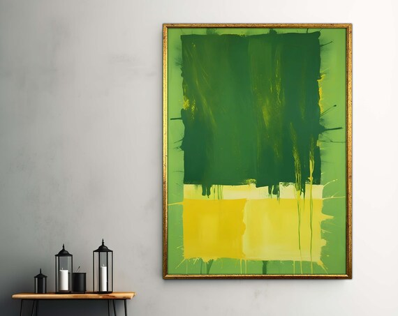 Mark Rothko Green Mix Framed Canvas Painting Artabstract Wall Arthandmade Minimalist Decororiginal Designfree Shippinggift