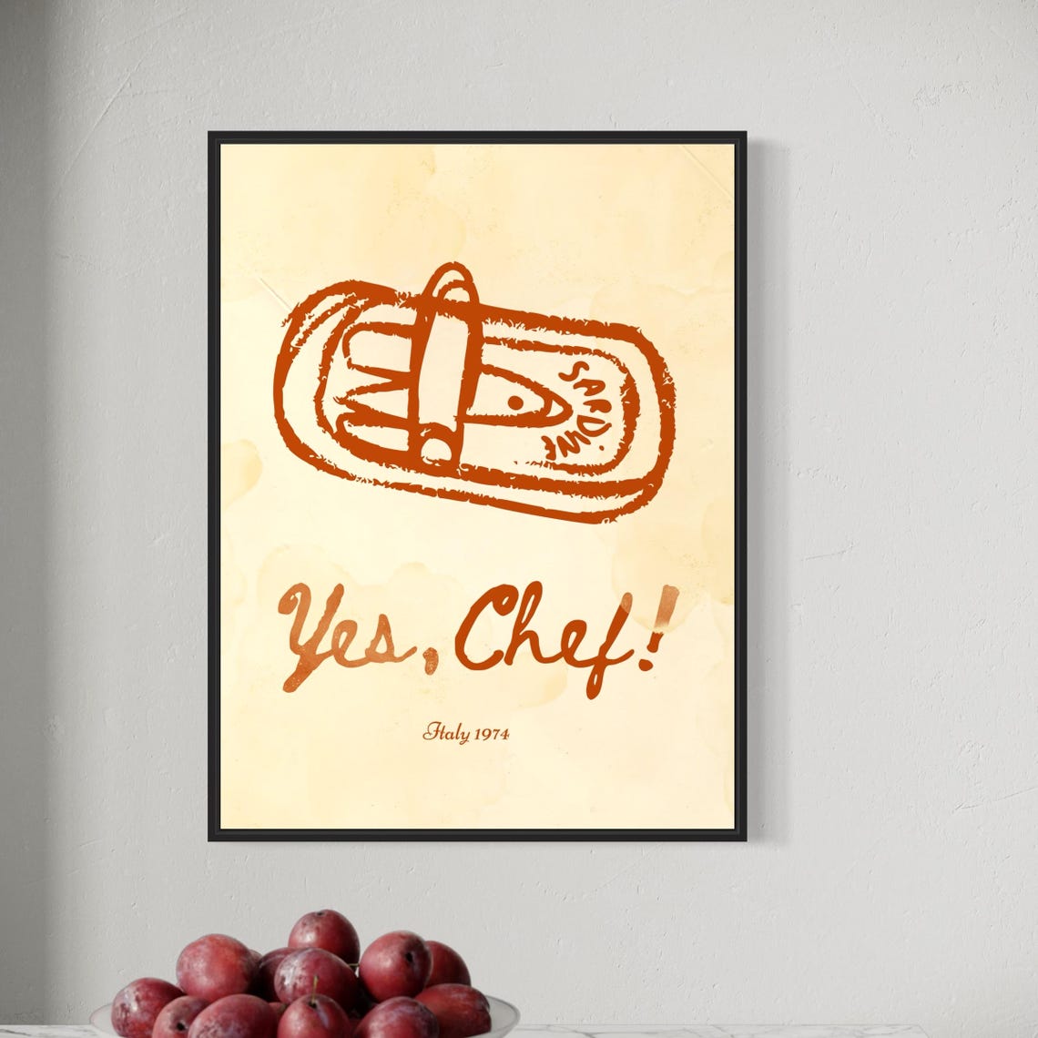 Yes Chef Vintage Sardine Poster For Kitchen And Bar Vintage Coastal Wall Art Ocean Kitchen Decor Retro Kitchen Wall Art Vintage Fish