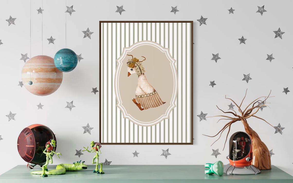 Vintage Style Goose Portrait in Ornate Frame Nursery Animal Poster - Image 6