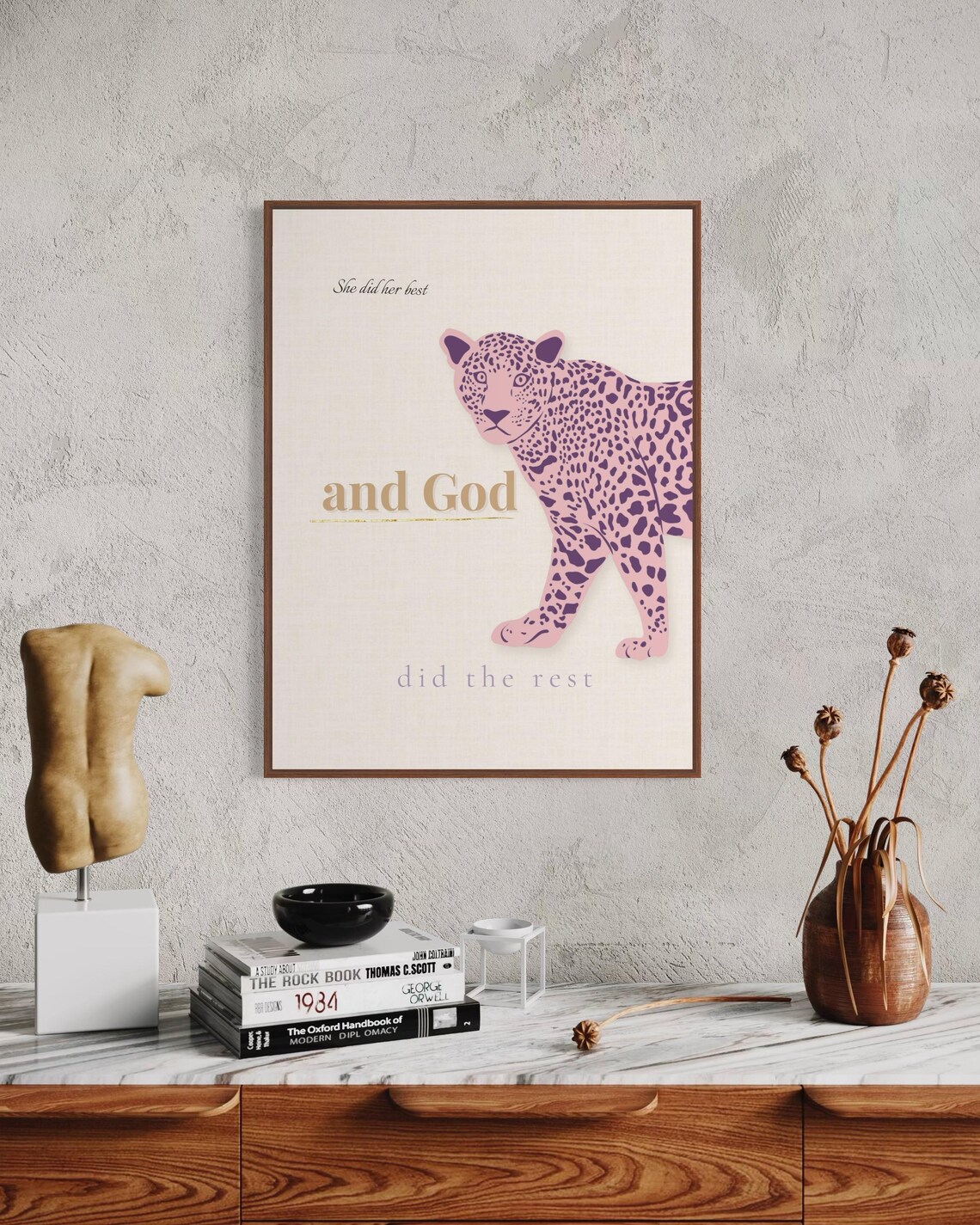 She Did Her Best and God Did the Rest Beige Leopard Faith Poster - Image 5