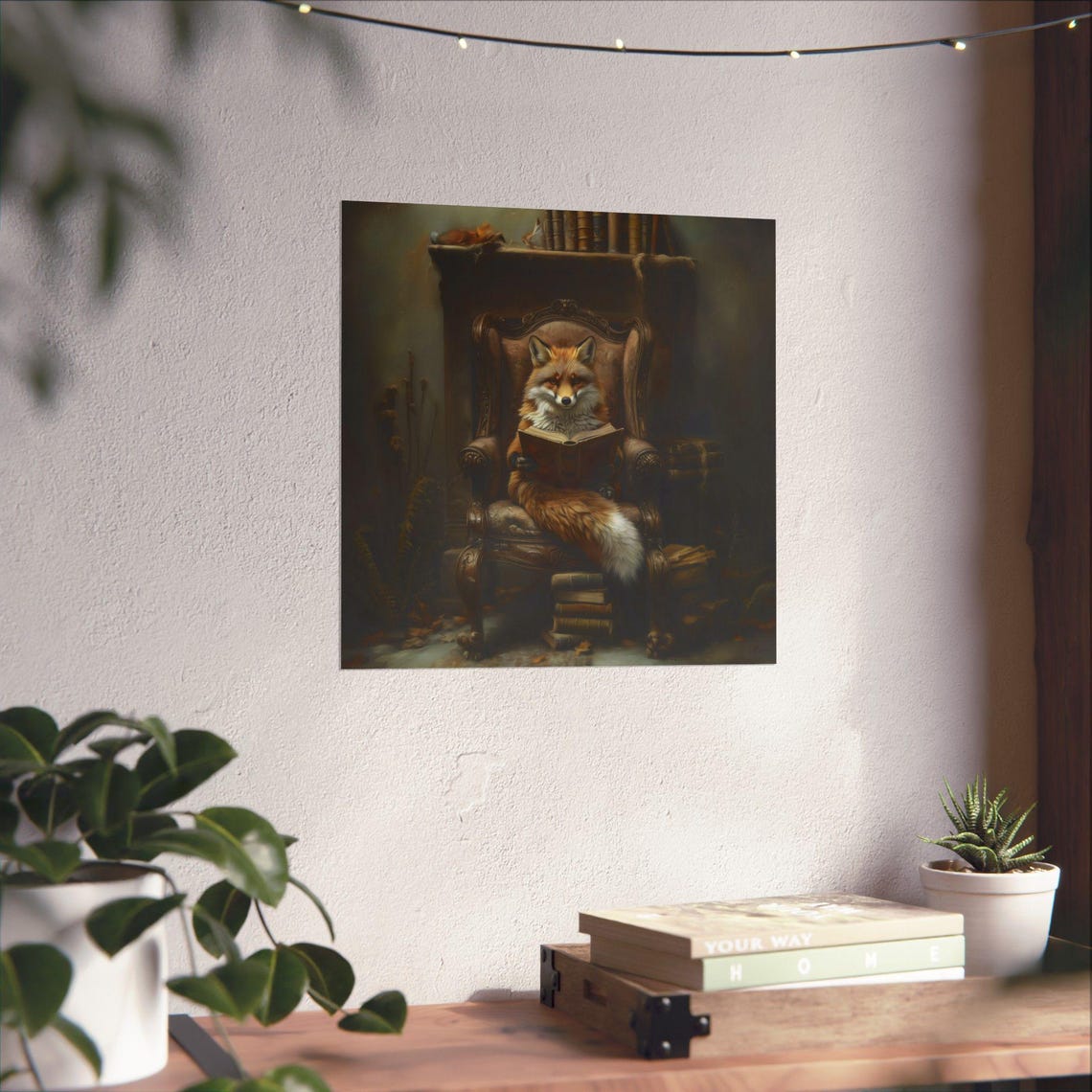 Wise Reading Fox Ornate Chair Scholarly Victorian Animal Poster - Image 2