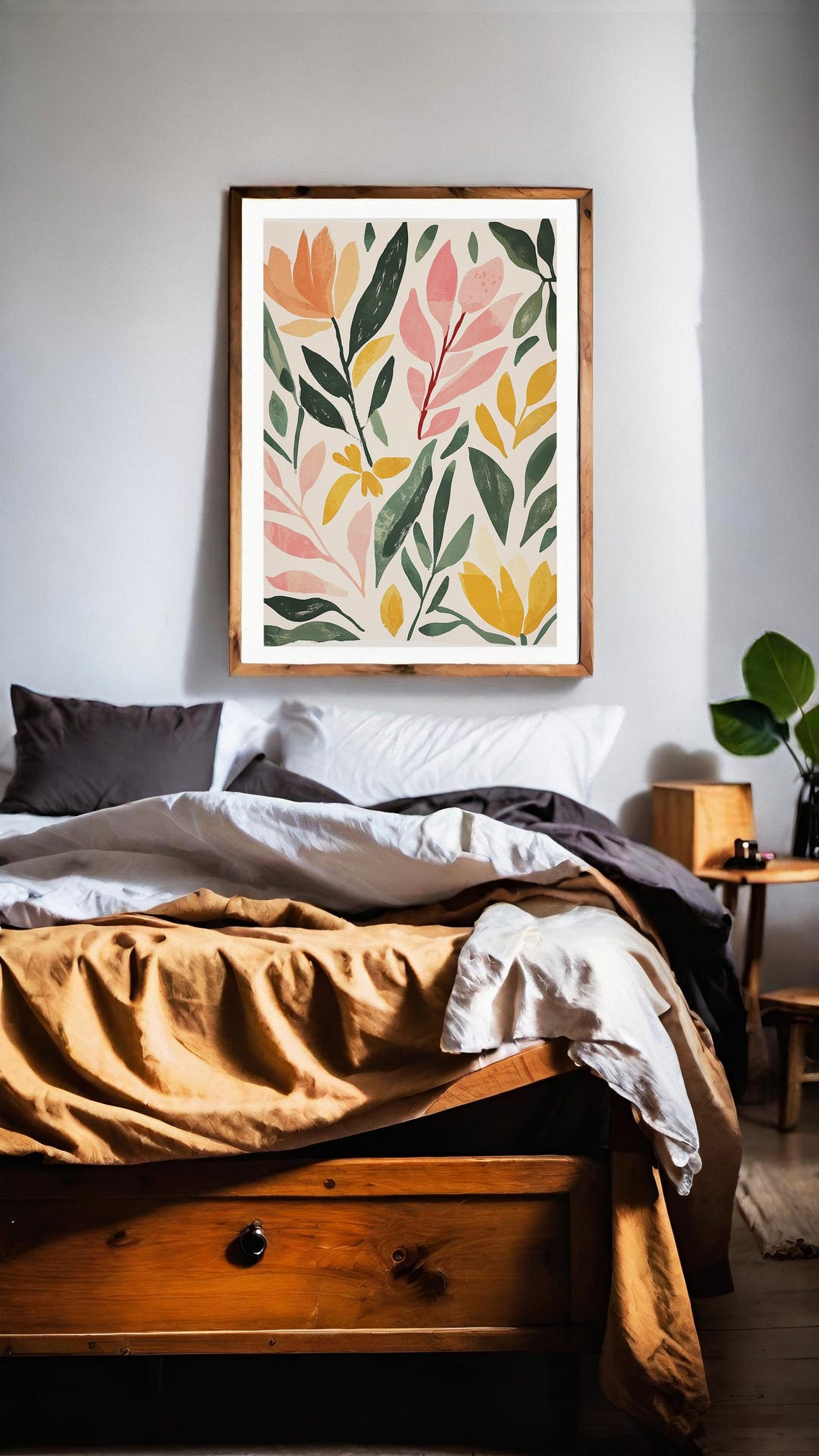 Modern Abstract Leaf Pattern Pink Orange Green Home Decor Poster - Image 6