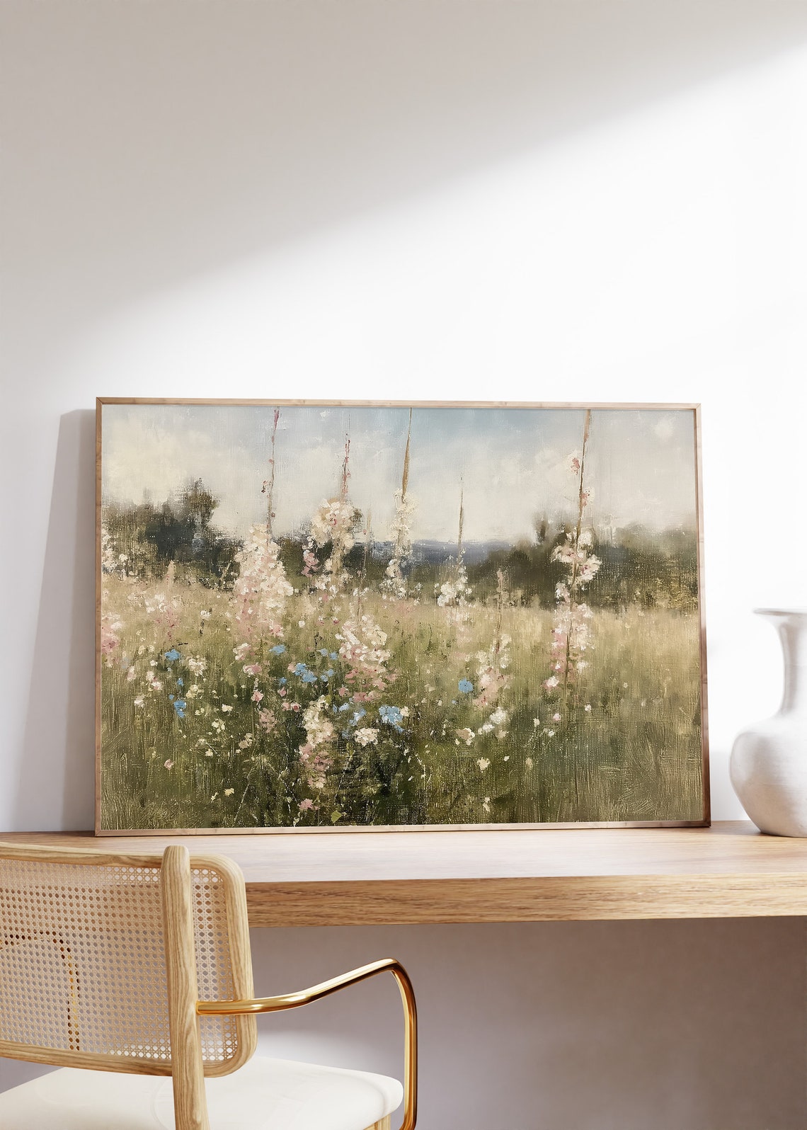 Moody Landscape Print Vintage Art Wildflower Painting Dark Pastoral Landscape Print Antique Scenery Home Decor Farmhouse Art - Image 7