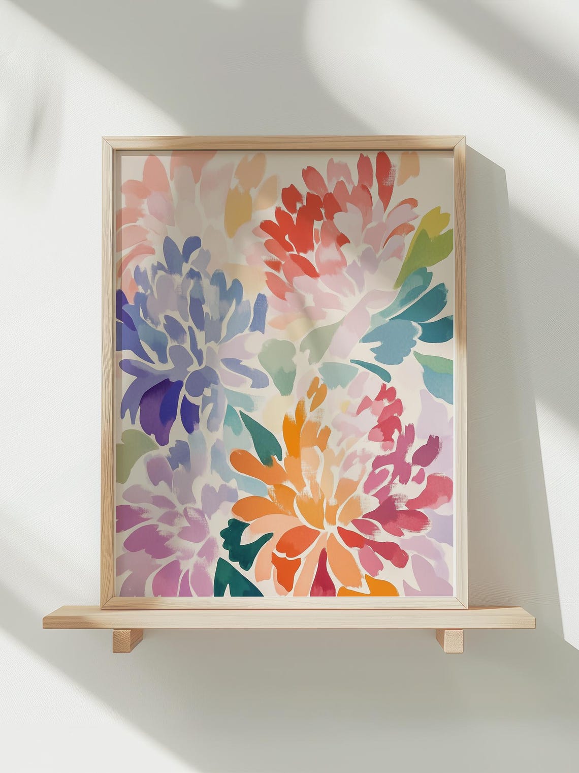 Painterly Dahlia Blooms Pink Orange Purple Watercolor Poster