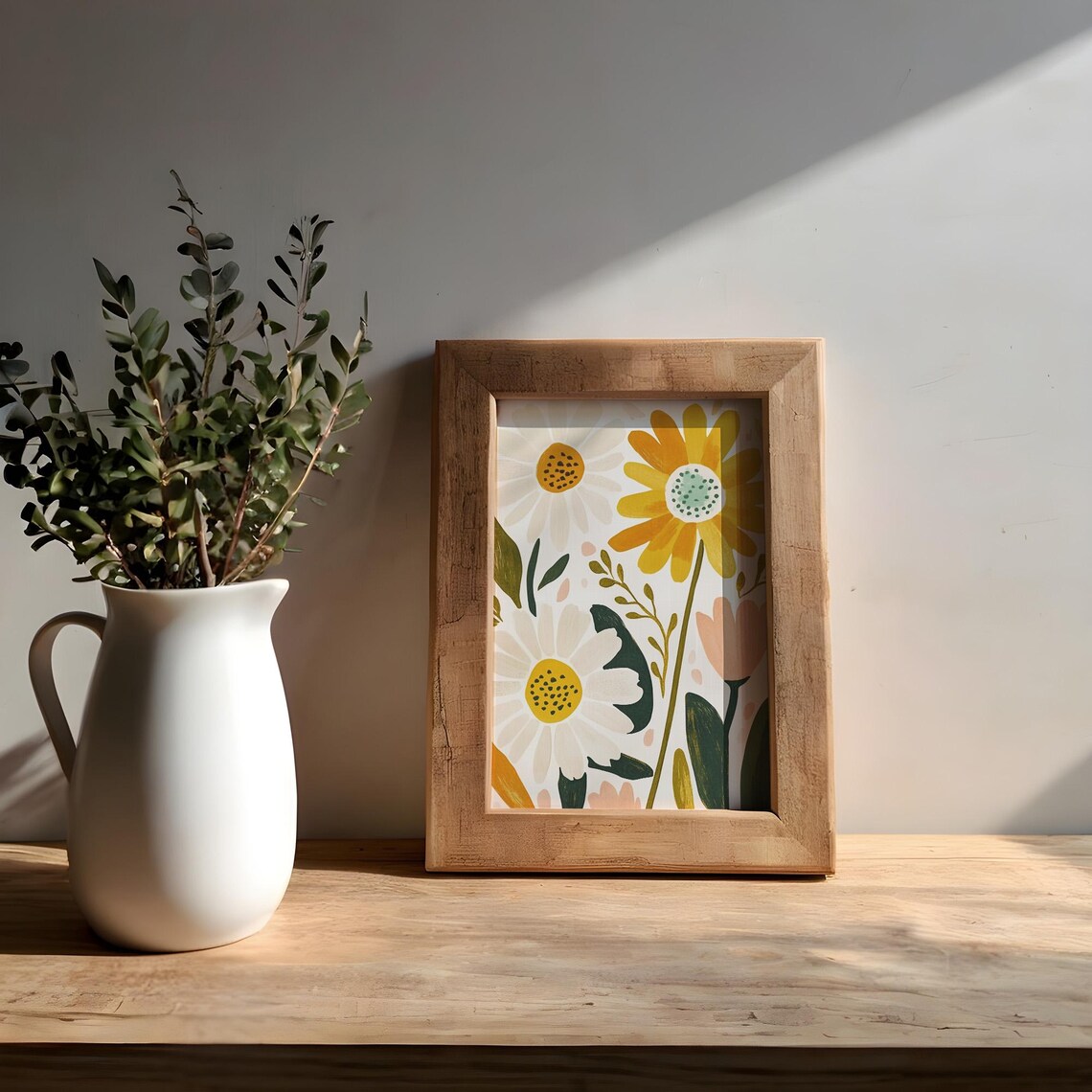 Daisy Boho Girls Room Botanical Art Print - Image 2