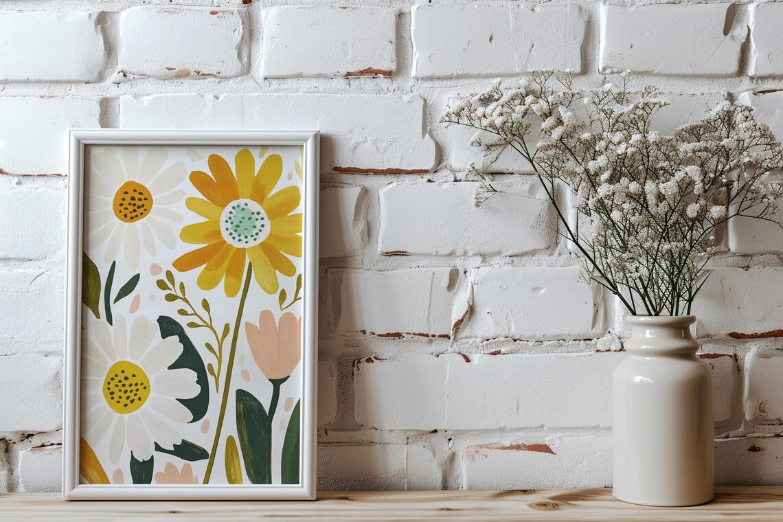 Daisy Boho Girls Room Botanical Art Print - Image 3