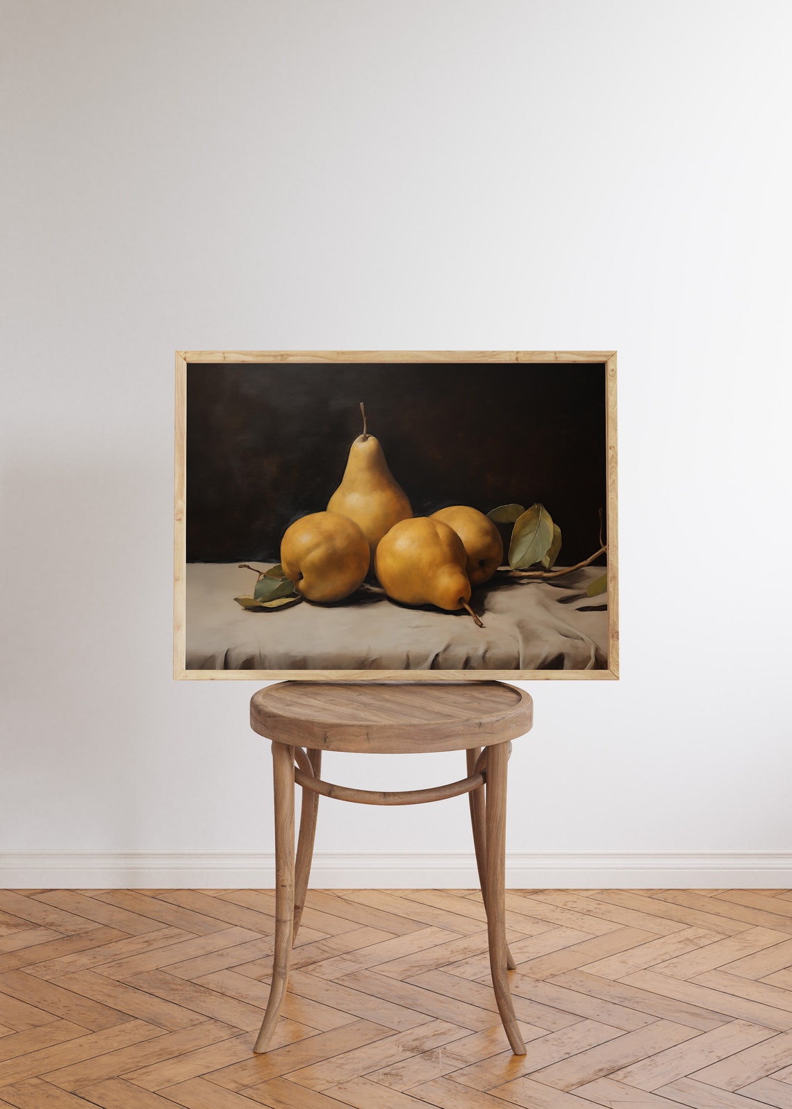 Golden Pears Moody Still Life Fruit Painting Kitchen Wall Art - Image 5