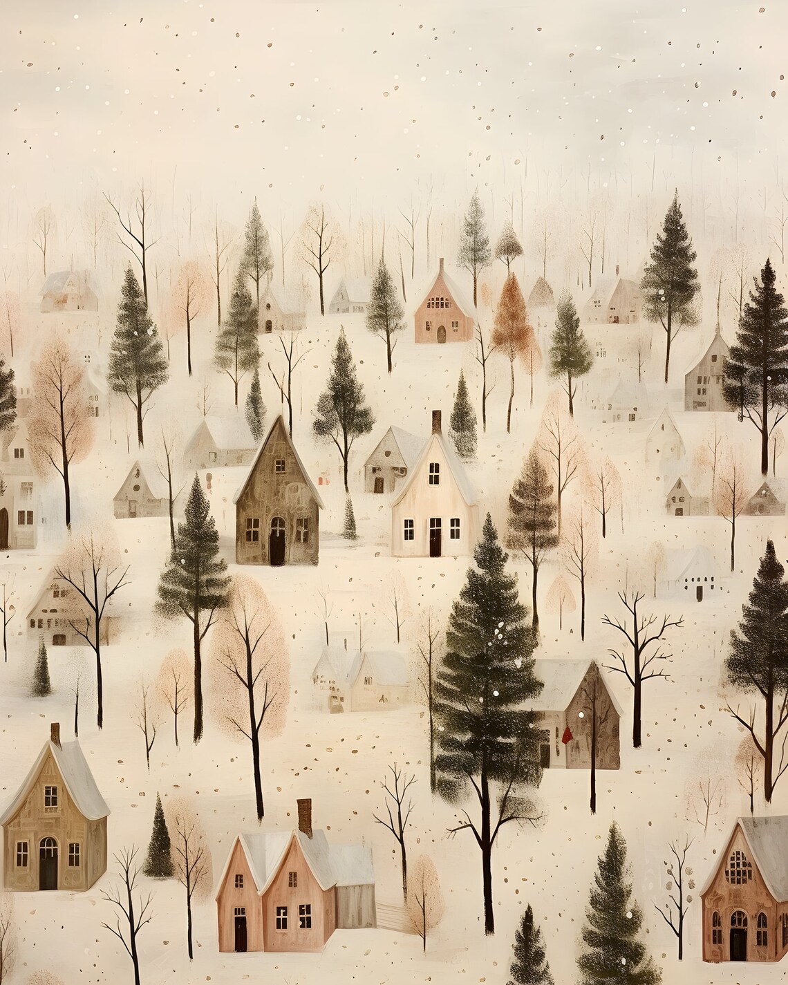 Village Christmas Poster, Snowy Winter House Print - Image 6