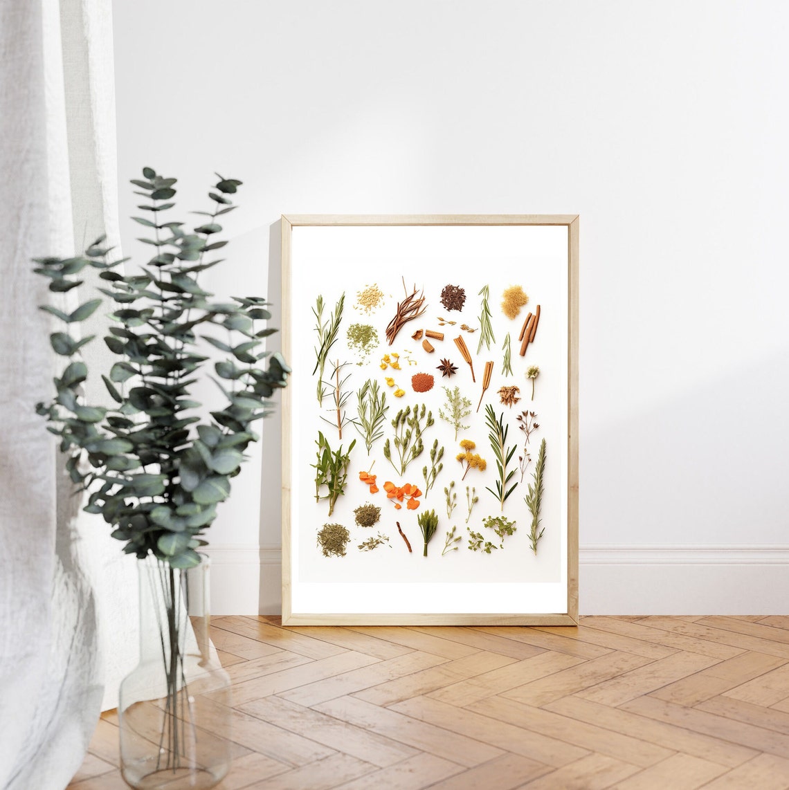 Dried Cooking Spices and Herbs Botanical Chart Kitchen Wall Art - Image 4