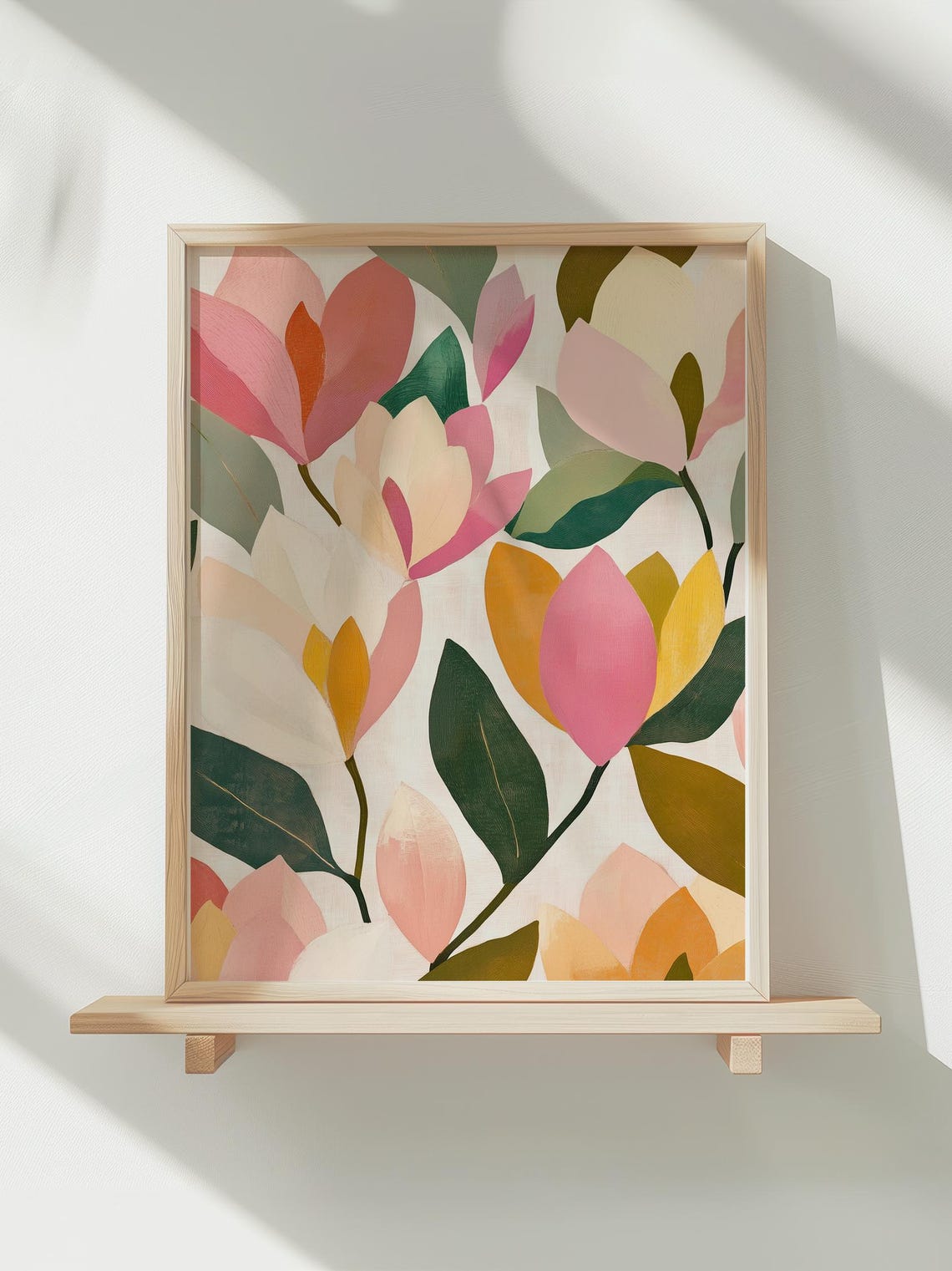 Oversized Pink Coral Abstract Blooms Botanical Home Decor Poster