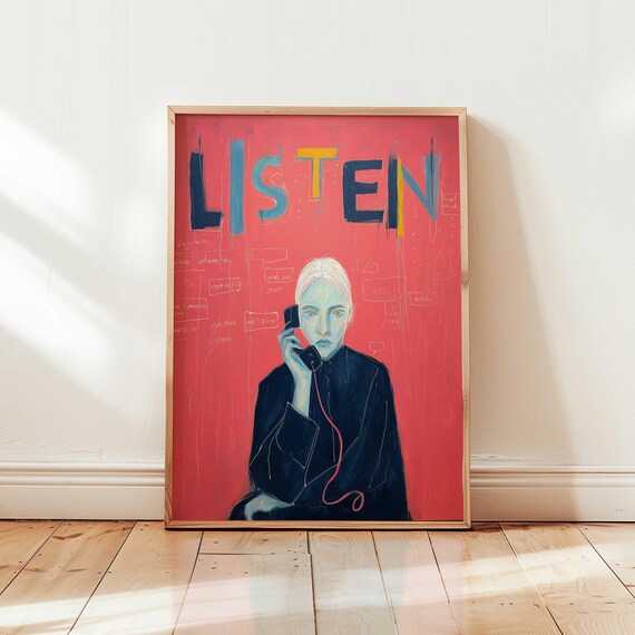 Bold Red Typography Art Print Modern Eclectic Wall Decor