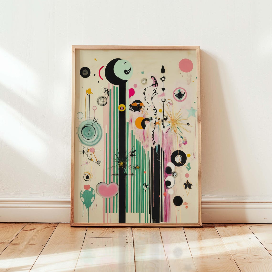 Colorful Playful Abstract Doodle Shapes Eclectic Modern Art Poster