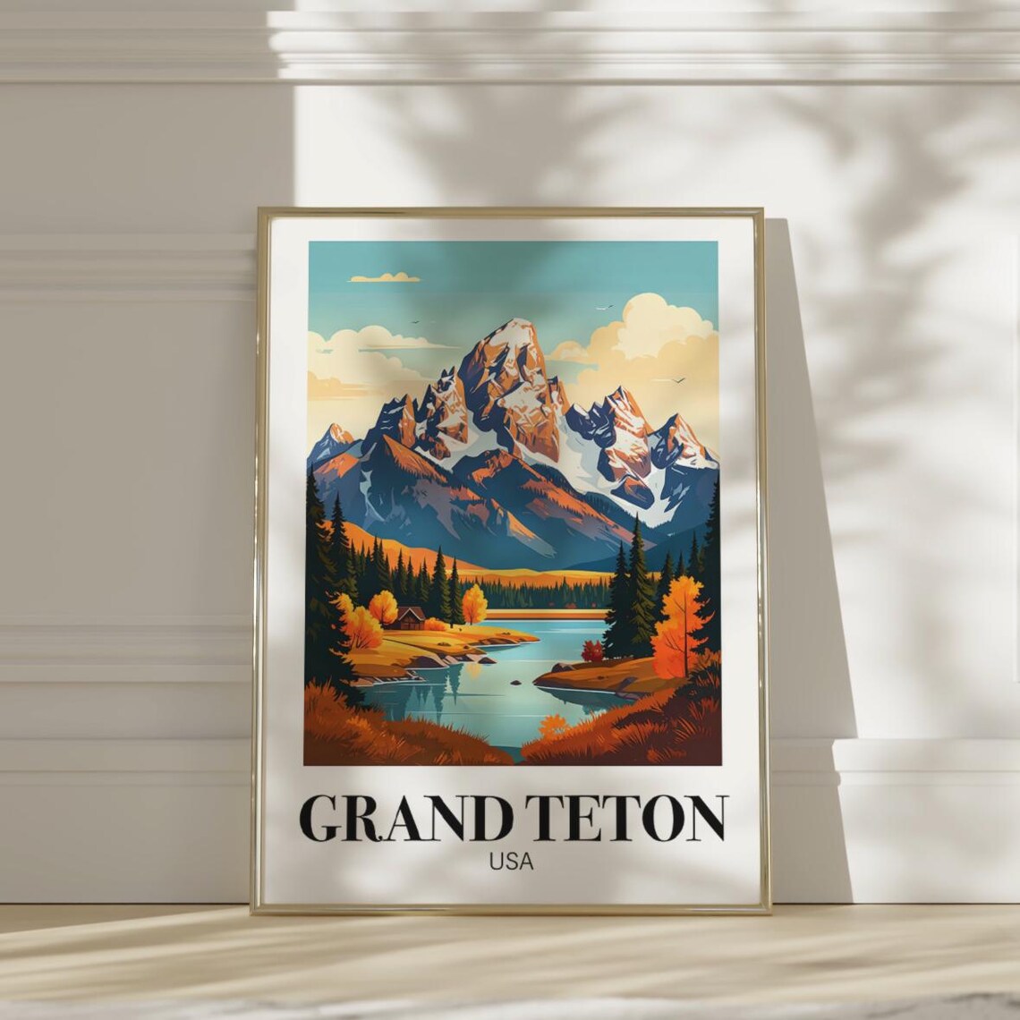 Grand Teton Wyoming Mountain Lake Autumn National Park Poster