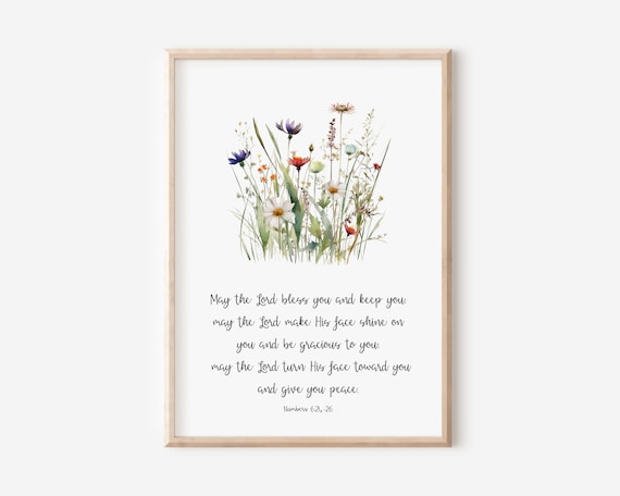 Numbers 624-26 Bless You and Keep You Wildflower Scripture Poster