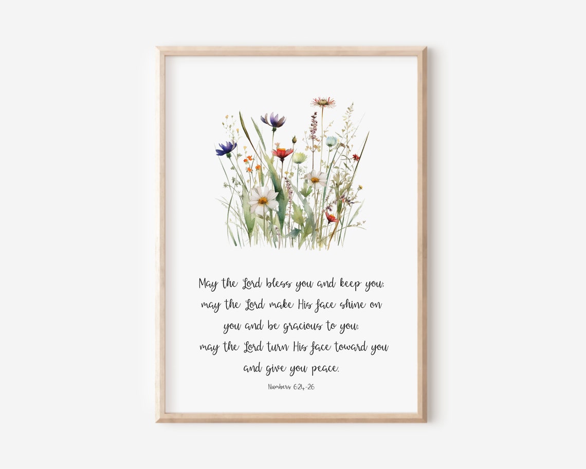 Numbers 624-26 Bless You and Keep You Wildflower Scripture Poster