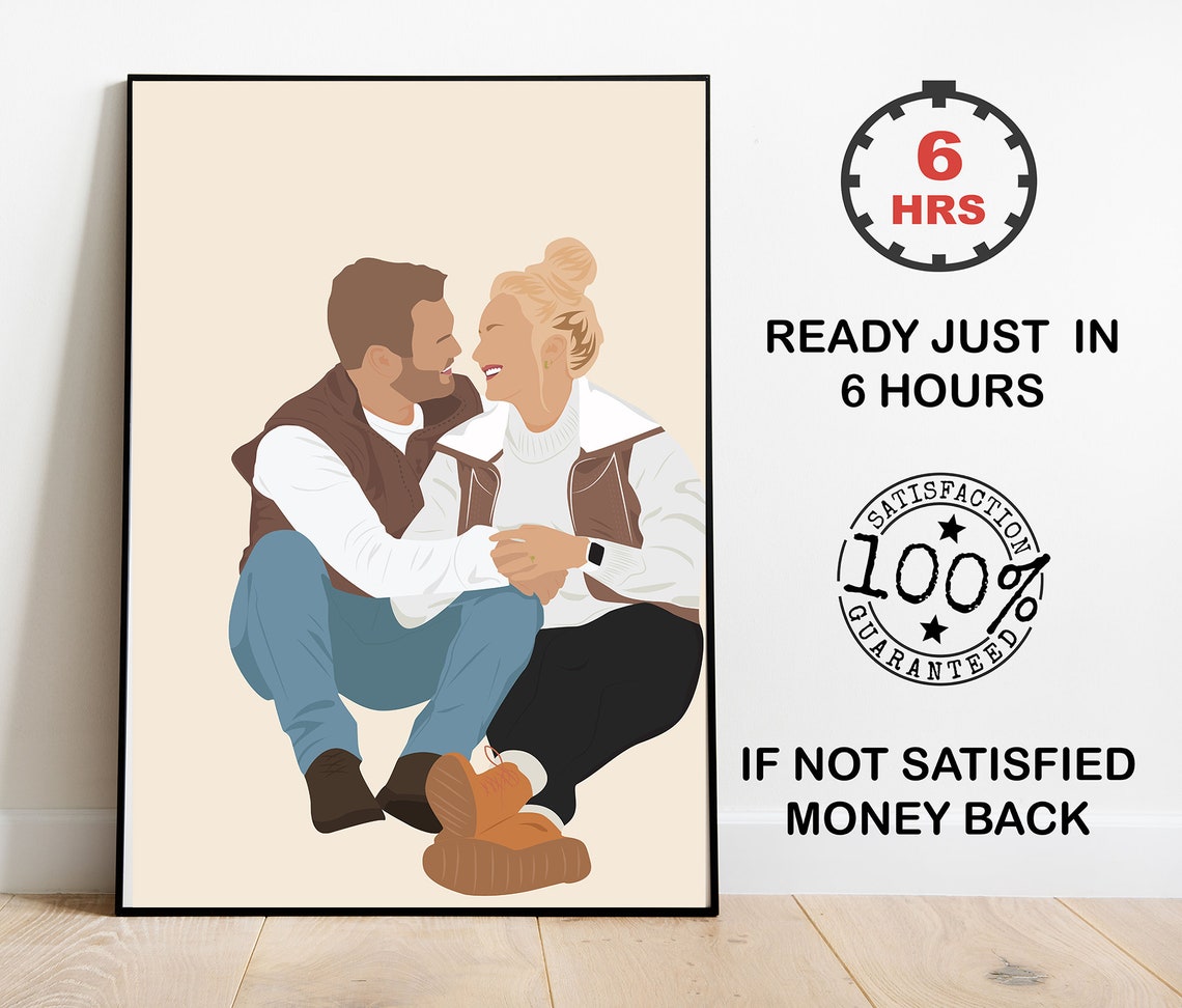 Faceless Couple Vector Illustration in Autumn Outfits Poster