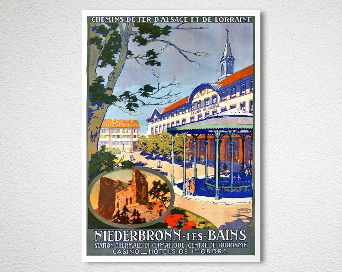 Niederbronn les Bains Alsace French Railways Vintage Travel Poster - Image 2