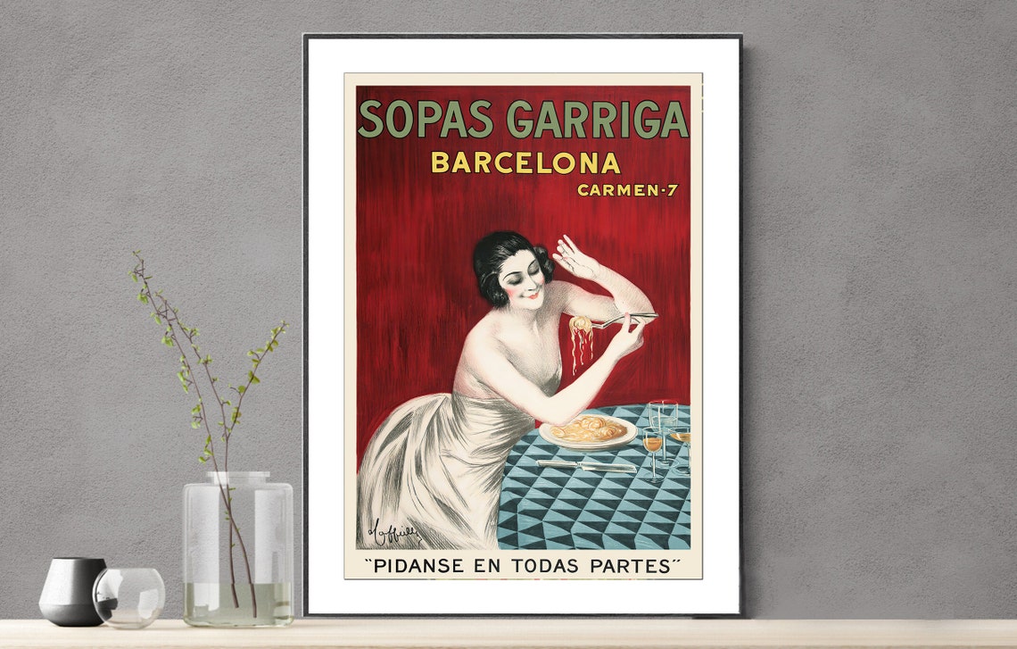 Sopas Garriga Barcelona Vintage Spanish Soup Advertising Poster