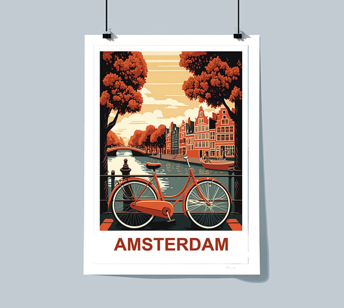 Amsterdam Netherlands Travel Poster, European Wall Decor - Image 3