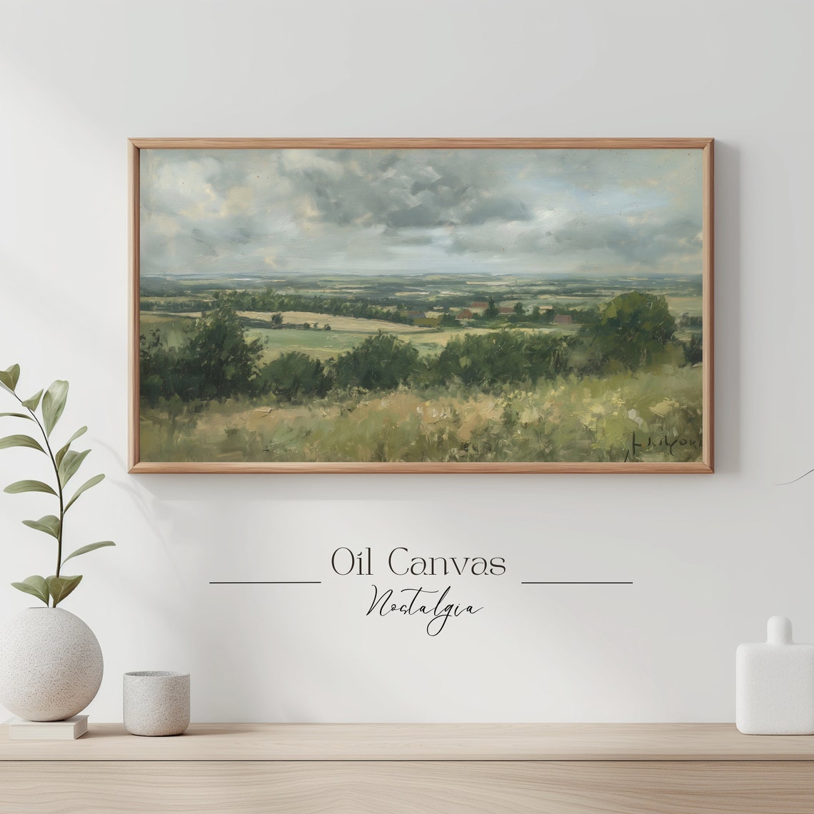 Autumn Landscape Oil Painting Frame Tv Art Rustic Country Decor Moody Muted Colours - Image 3