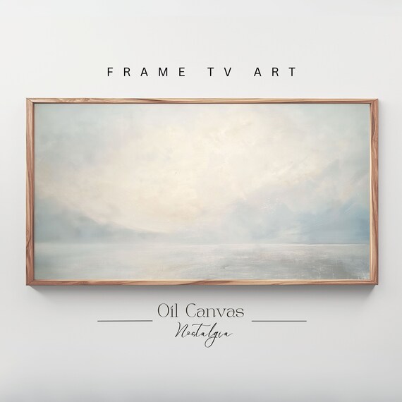 Frame Tv Art Vintage Pastel Costal Oil Painting Ocean Frame Tv Art Beach House Landscape Blue Nautical Seascape