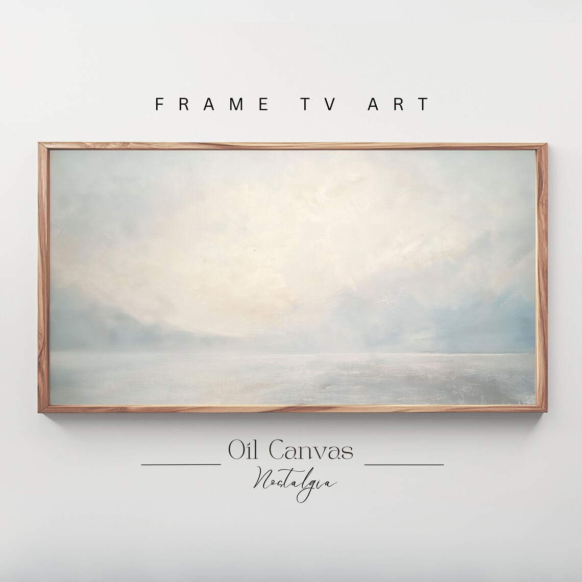 Frame Tv Art Vintage Pastel Costal Oil Painting Ocean Frame Tv Art Beach House Landscape Blue Nautical Seascape