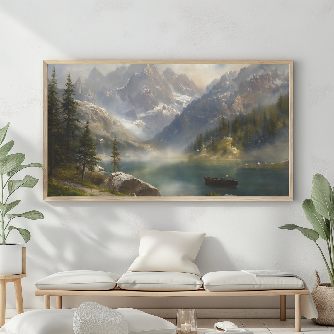 Mountain Landscape Frame Tv Art Vintage Rustic Scenery Oil Painting Farmhouse Decor Nature Wall Art Instant - Image 2