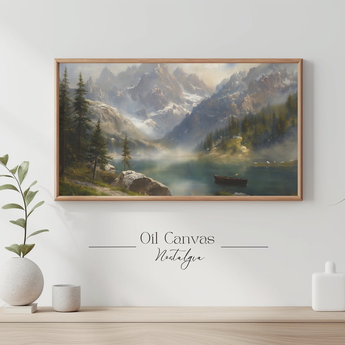 Mountain Landscape Frame Tv Art Vintage Rustic Scenery Oil Painting Farmhouse Decor Nature Wall Art Instant - Image 3