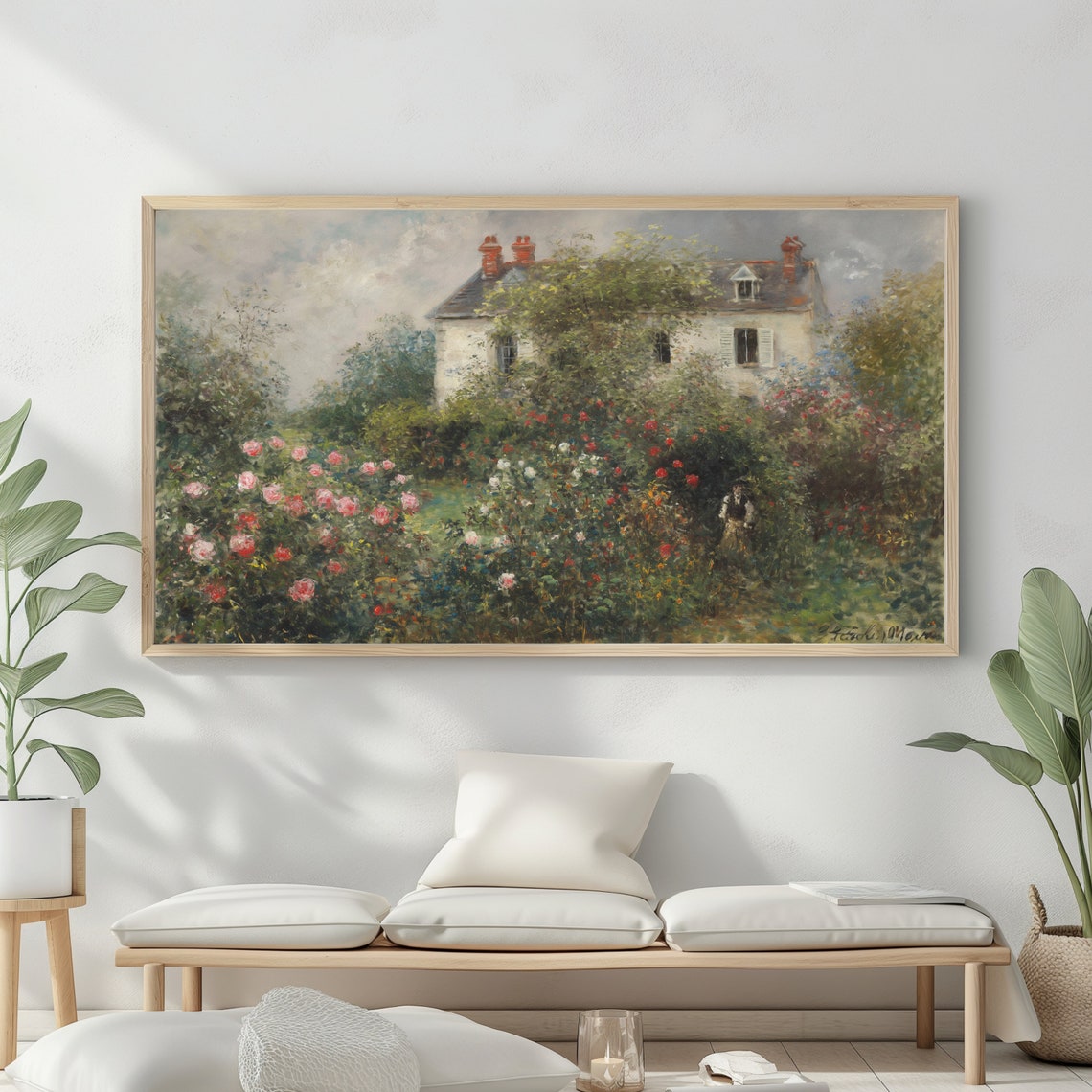 European Villa Rose Garden Impressionist Summer Blooms Cottage Poster - Image 2