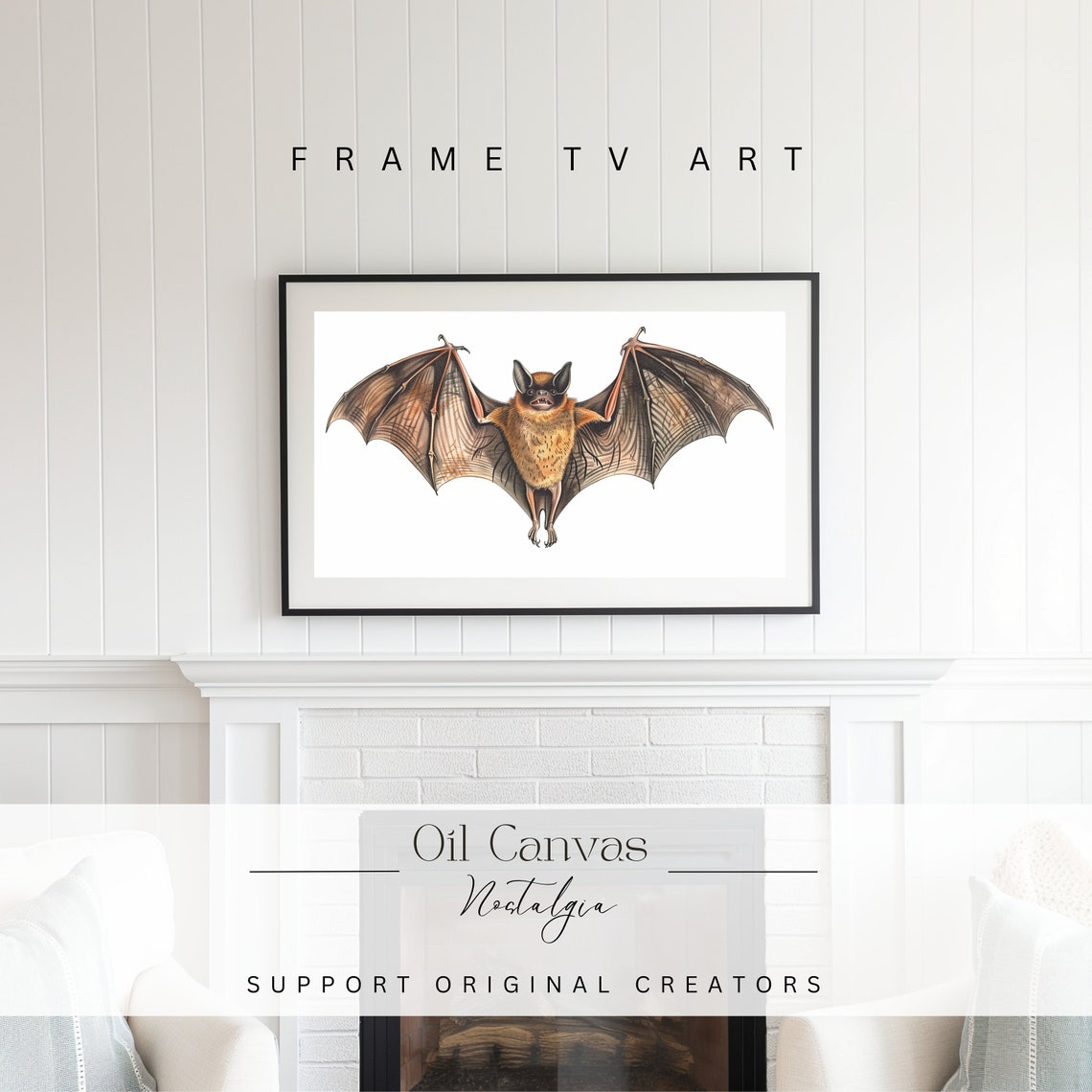 Vintage Bat Illustration Halloween Spooky Natural History Art Print - Image 2