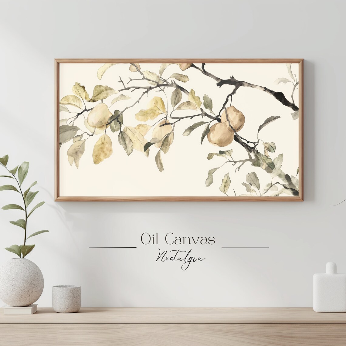 Rustic Neutral Pear Tree Sketch Frame Tv Art Vintage Farmhouse Kitchen Art Decor Instant - Image 3