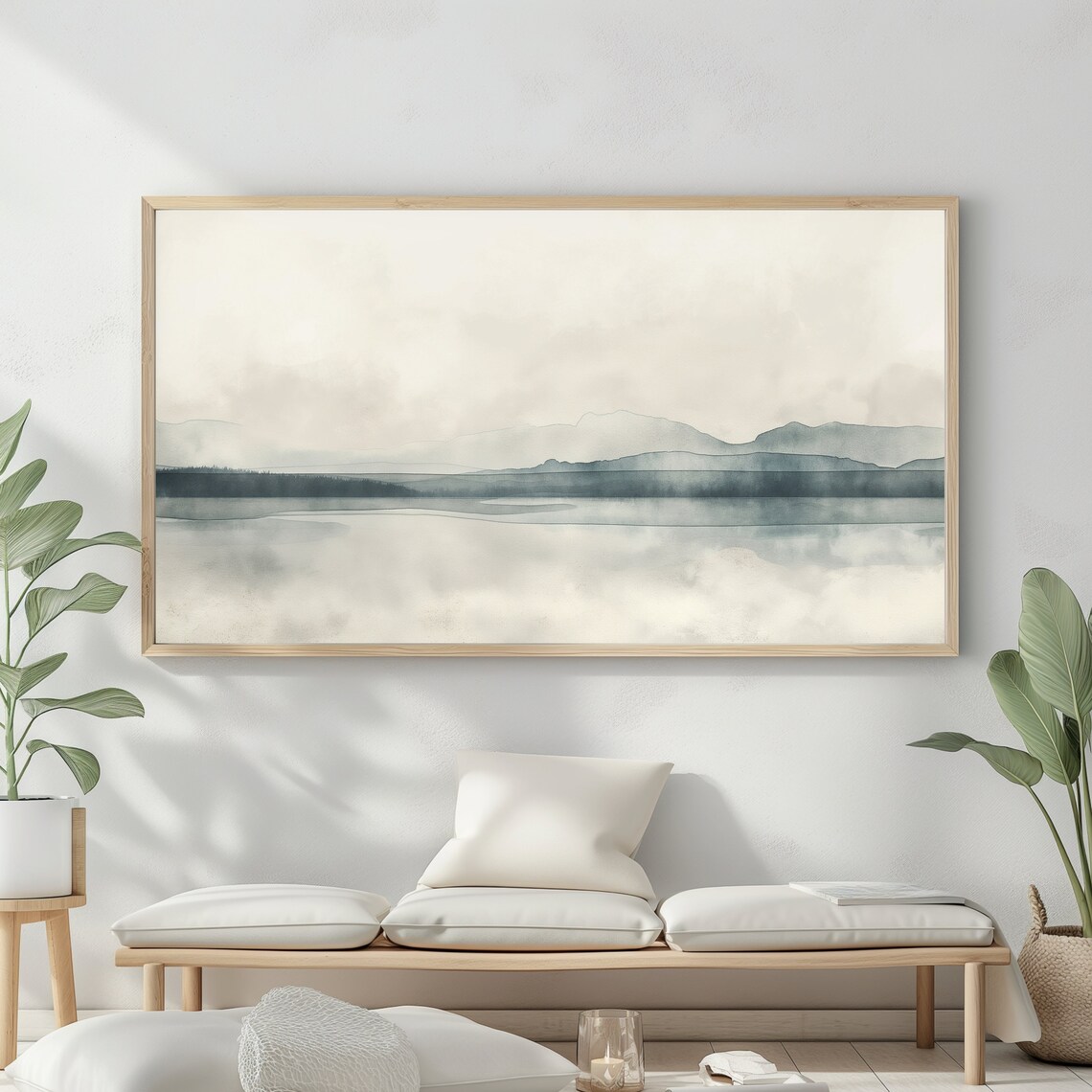 Frame Tv Art Vintage Beach Watercolour Painting Summer Sea Art Ocean Frame Tv Art Blue Nautical Seascape - Image 2